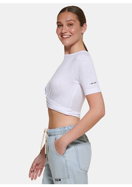 Bisiklet Yaka Düz Beyaz Kadın T-Shirt E22FLHVX fırsatları