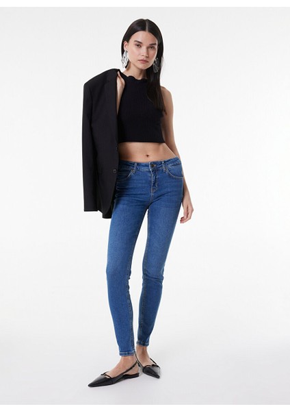 L526005404-AÇIK Mavi Açık Mavi Kadın Normal Bel Skinny Fit Denim Pantolon fiyatları