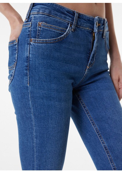 L526005404-AÇIK Mavi Açık Mavi Kadın Normal Bel Skinny Fit Denim Pantolon indirimleri