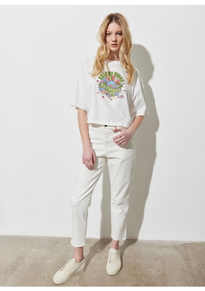 Bisiklet Yaka Ekru Kadın T-Shirt W231328102 modelleri