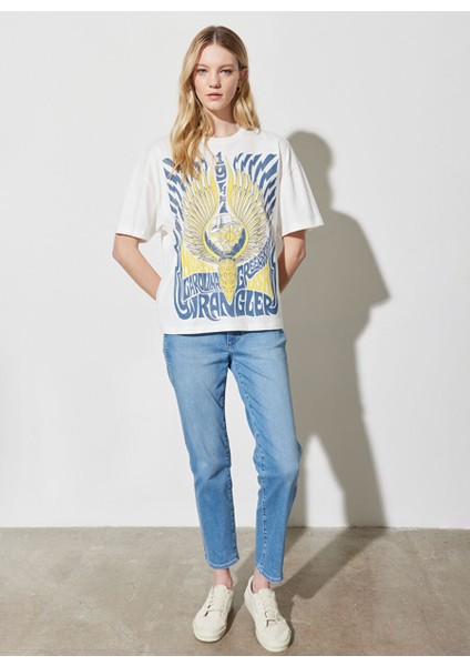 Bisiklet Yaka Beyaz Kadın T-Shirt W7R9EEW04 fırsatları