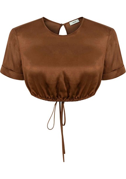 Dik Yaka Kahve Kadın Bluz TS1230006179074