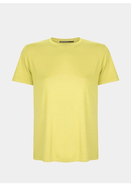 Chuns Limon Renk Regular Fit Bisiklet Yaka Takma Kol Tişört