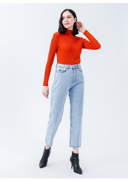 Açık Mavi Kadın Yüksek Bel Straight Denim Pantolon 1085600