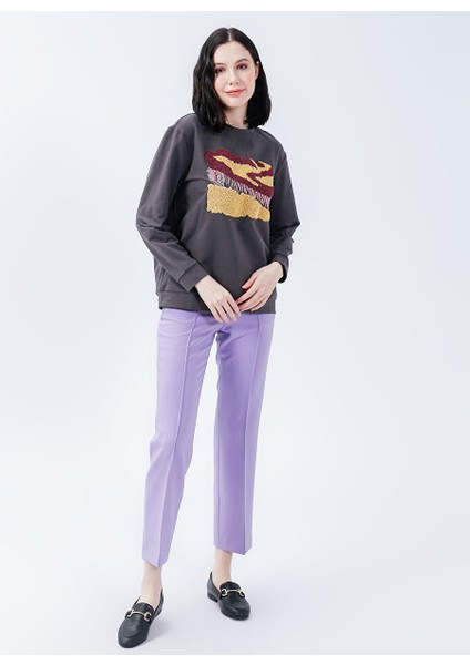 Normal Bel Basic Lila Kadın Pantolon 1085630