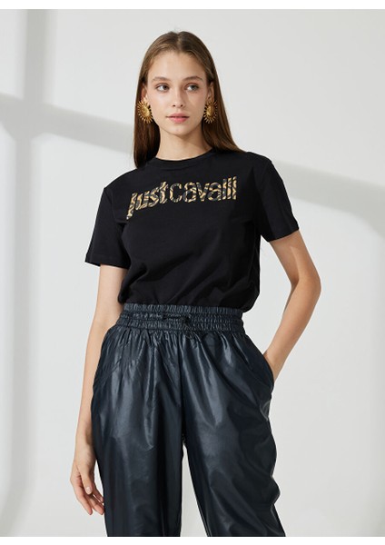 Bisiklet Yaka Baskılı Siyah Kadın T-Shirt 74PBHG03 fiyatları