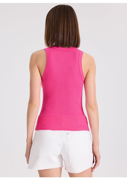 2’li Beyaz, Pembe Bisiklet Yaka Pamuk Elastan Karışımı Kadın Kolsuz T-Shirt Wmclara Rıb Tank Top indirimleri
