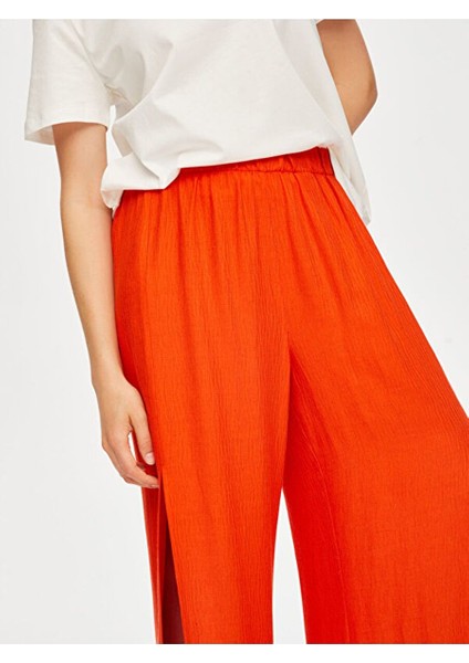 Resort Önü Yırtmaç Detaylı Viskon Keten Wide Leg Fit Pantolon S25PNT047