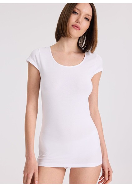 3'lü Beyaz Bisiklet Yaka Pamuk Elastan Karışımı Kısa Kollu Kadın Atlet Olıvıa Capsleeve Top fiyatları