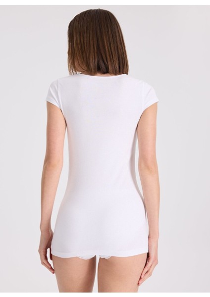 3'lü Beyaz Bisiklet Yaka Pamuk Elastan Karışımı Kısa Kollu Kadın Atlet Olıvıa Capsleeve Top fırsatları