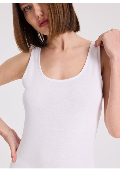 3’lü Beyaz Bisiklet Yaka Pamuklu Kolsuz Kadın Ribana Atlet Eva Rıb Tank Top fırsatları