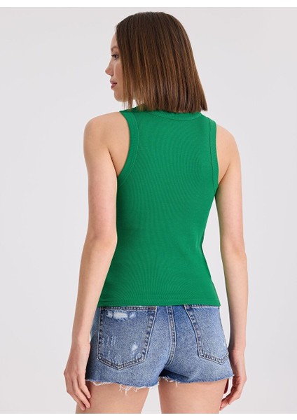 2’li Beyaz,yeşil Bisiklet Yaka Pamuk Elastan Karışımı Kadın Kolsuz T-Shirt Wmclara Rıb Tank Top indirimleri