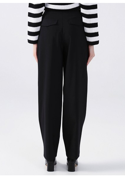 Siyah Kadın Yüksek Bel Regular Fit Pantolon 1084583