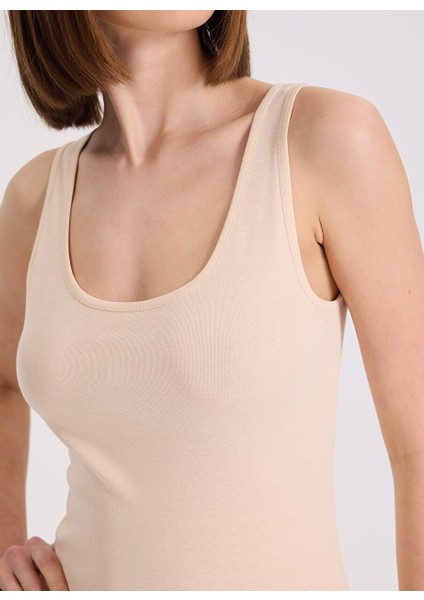 3’lü Ten Rengi Bisiklet Yaka Pamuklu Kolsuz Kadın Ribana Atlet Eva Rıb Tank Top indirimleri
