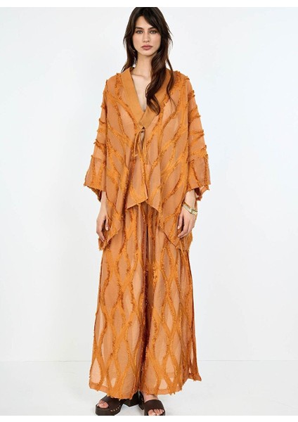 Kahverengi Jakarlı Kaftan