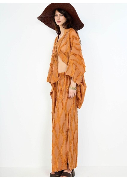 Kahverengi Jakarlı Kaftan