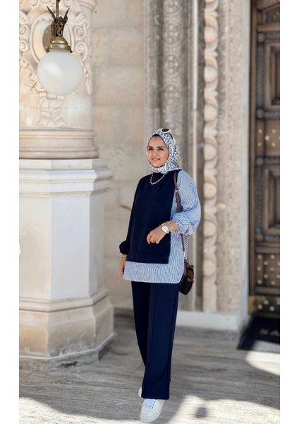 Asel Fashion Line Gömlekli Ikili Takım Lacivert