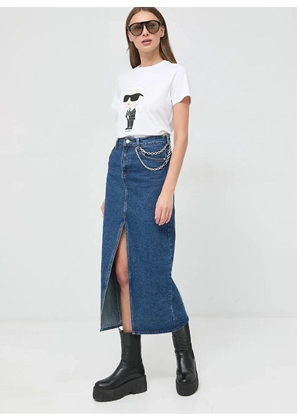 Bisiklet Yaka Baskılı Beyaz Kadın T-Shirt 230W1700 fiyatları