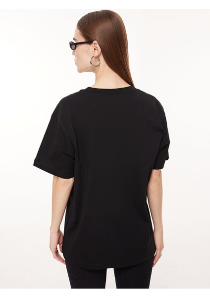 Bisiklet Yaka Düz Siyah Kadın T-Shirt A0709 indirimleri