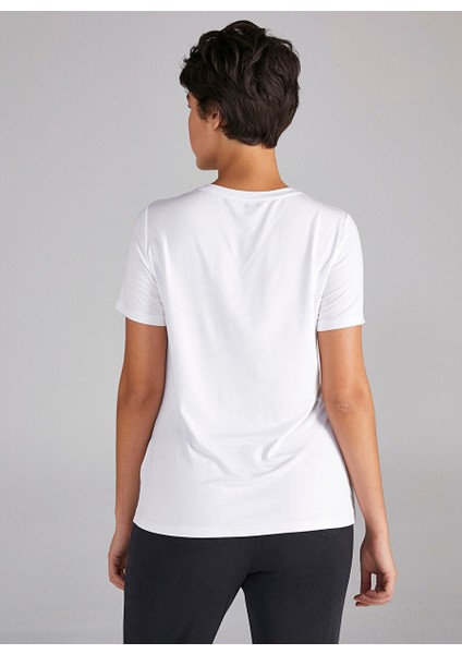 Yuvarlak Yaka Beyaz Kadın T-Shirt B00002 indirimleri