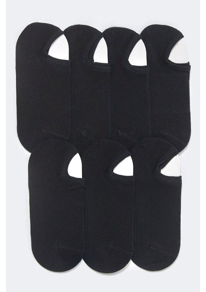 7'li Paket Kadın Sneakers Patik Çorap Siyah