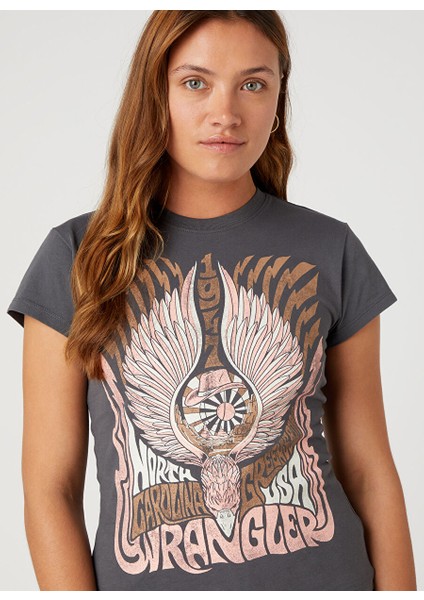 Bisiklet Yaka Koyu Gri Kadın T-Shirt W7FDEEM08 fiyatları