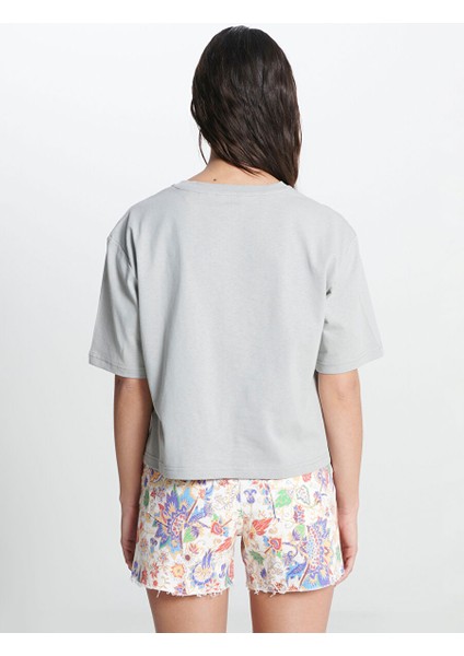 Bisiklet Yaka Gri Kadın T-Shirt W241608035-BISIKLET Yaka T-Shirt fırsatları