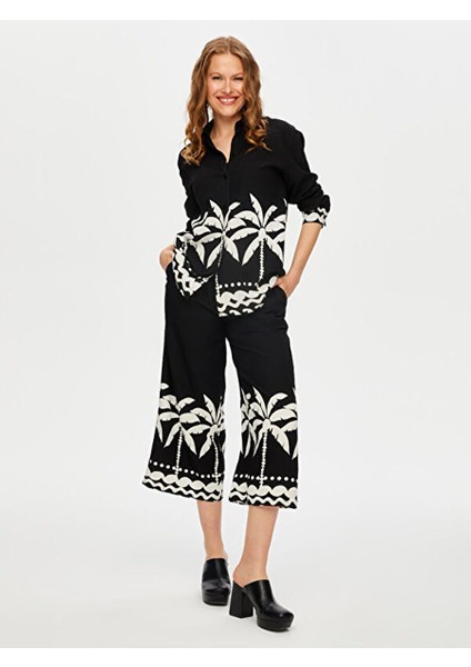 Resort Eteği Palmiye Desenli Monochrome Tunik S25TNK020