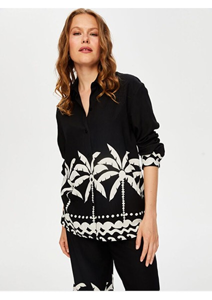 Resort Eteği Palmiye Desenli Monochrome Tunik S25TNK020