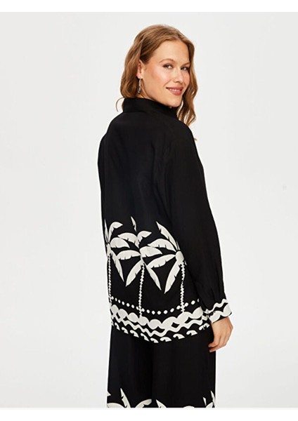 Resort Eteği Palmiye Desenli Monochrome Tunik S25TNK020
