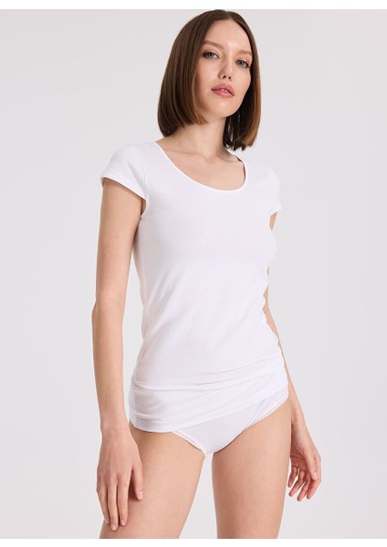3'lü Beyaz, Ten Rengi, Siyah Bisiklet Yaka Pamuk Elastan Karışımı Kısa Kollu Kadın T-Shirt Olıvıa fiyatları