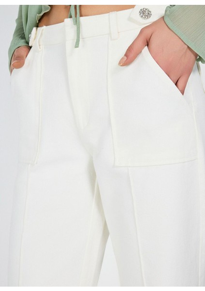 Düğme Detaylı Gabardin Pantolon