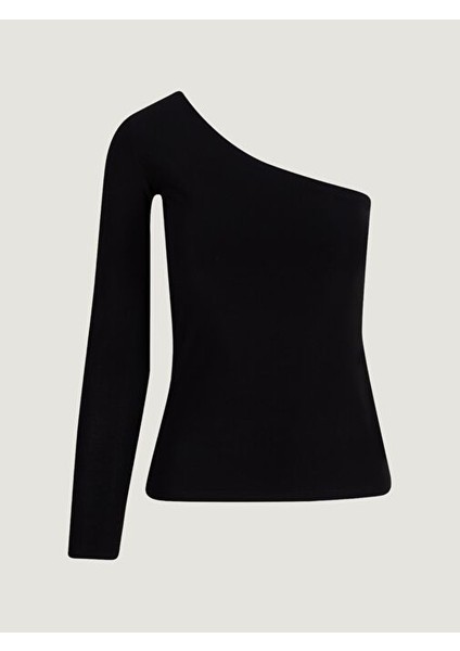 Tek Omuz Uzun Kol Body - Siyah