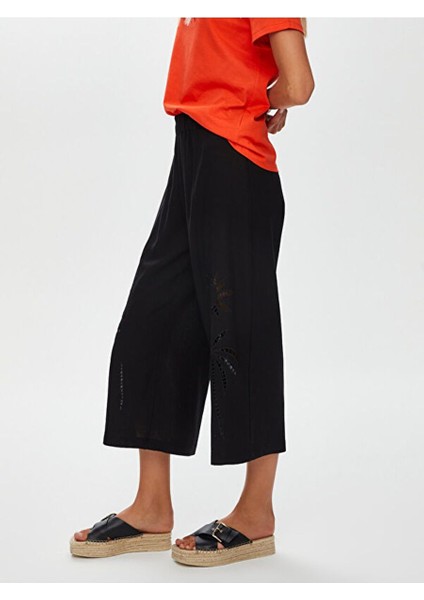 Resort Delik Işi Nakış Detaylı Viskon Keten Wide Leg Fit Pantolon S25PNT046 fırsatları