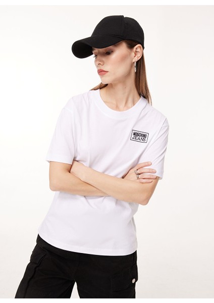 Bisiklet Yaka Düz Beyaz Kadın T-Shirt A0709