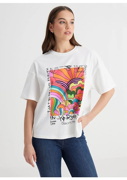 Bisiklet Yaka Beyaz Kadın T-Shirt L241413100-LOOSE Fit T-Shirt modelleri