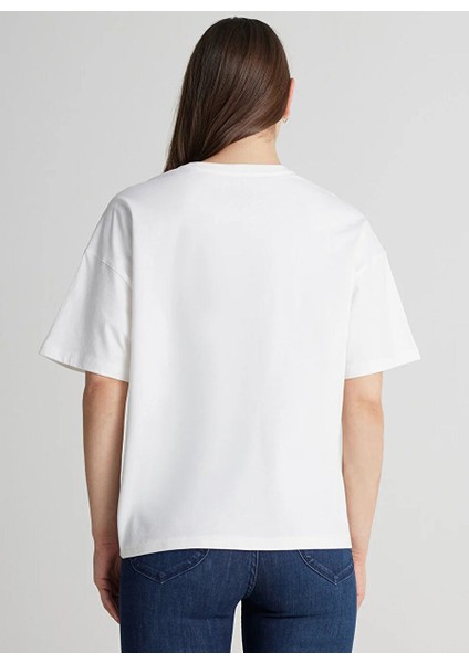 Bisiklet Yaka Beyaz Kadın T-Shirt L241413100-LOOSE Fit T-Shirt indirimleri
