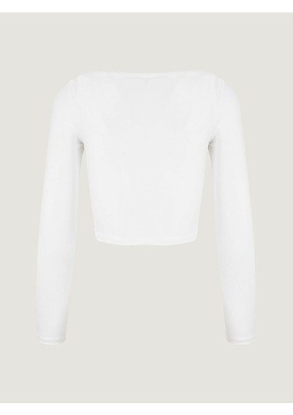 Cut Out Detaylı Uzun Kollu Body - Ekru