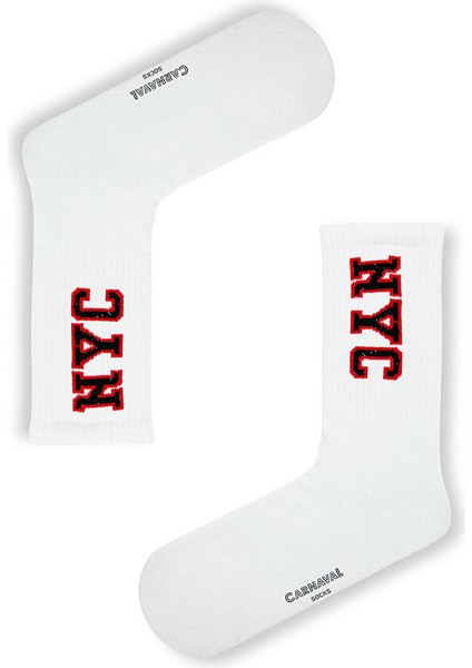 7'li Nyc Yazılı Atletik Renkli Atletik Spor Çorap Set 1040 modelleri