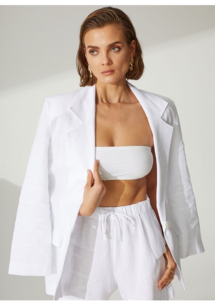 Oversize Beyaz Kadın Ceket D125A