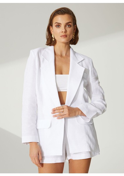 Oversize Beyaz Kadın Ceket D125A