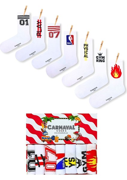 7'li Gym Spor Desenli Atletik Çorap Set 1045