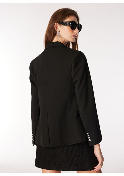 Siyah Kadın Kruvaze Blazer F4WL-CKT0270 fırsatları