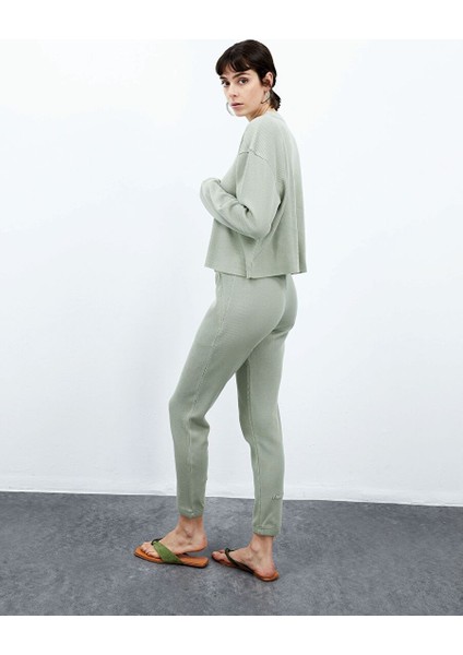 Lily Waffle Sweatshirt - Su Yeşili