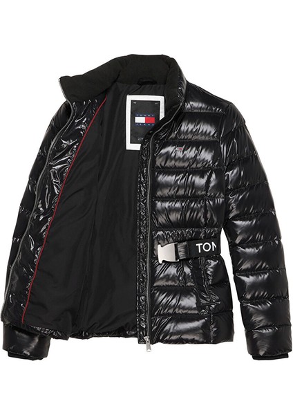 Dik Yaka Siyah Kadın Puffer Mont Tjw Branded Belt Down Jacket fiyatları