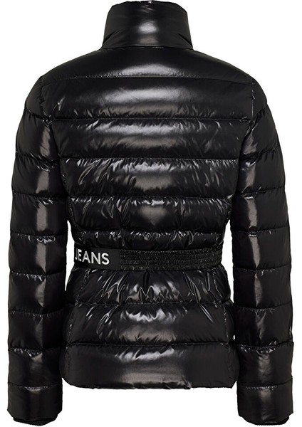 Dik Yaka Siyah Kadın Puffer Mont Tjw Branded Belt Down Jacket fırsatları