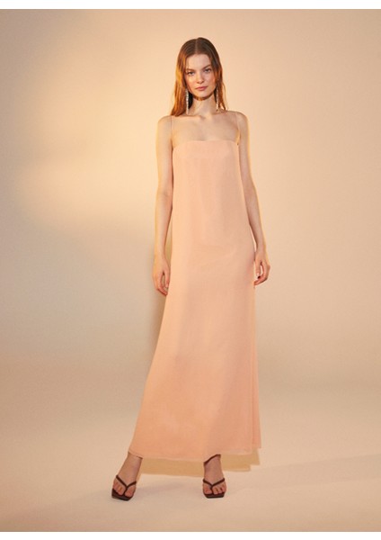 Aella Şifon Elbise Apricot Cream