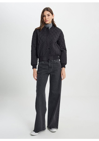 Siyah Kadın Bomber Relaxed Mont W242741001 Black Dış Giyim
