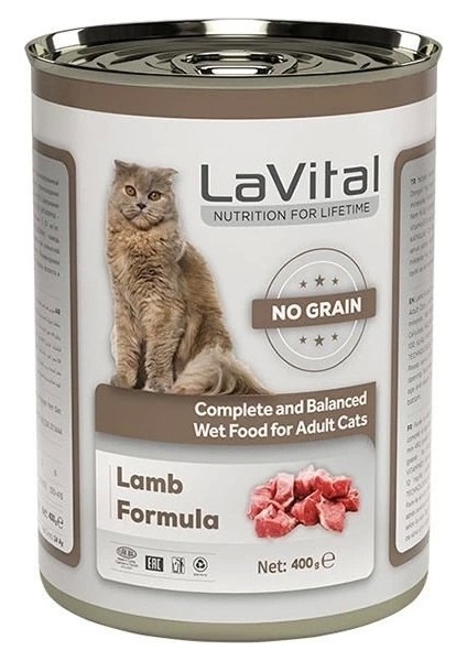 Lavital Adult Tahılsız Kuzu Etli Yetiskin Konserve Kedi Maması 400 gr