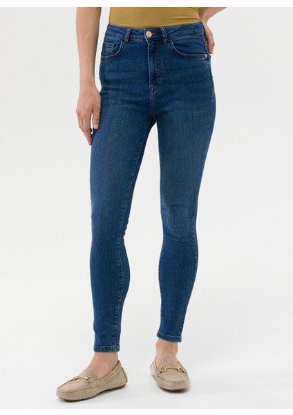 Yüksek Bel Dar Paça Skinny Fit Indigo Kadın Denim Pantolon Repto-D.ındıgo fiyatları